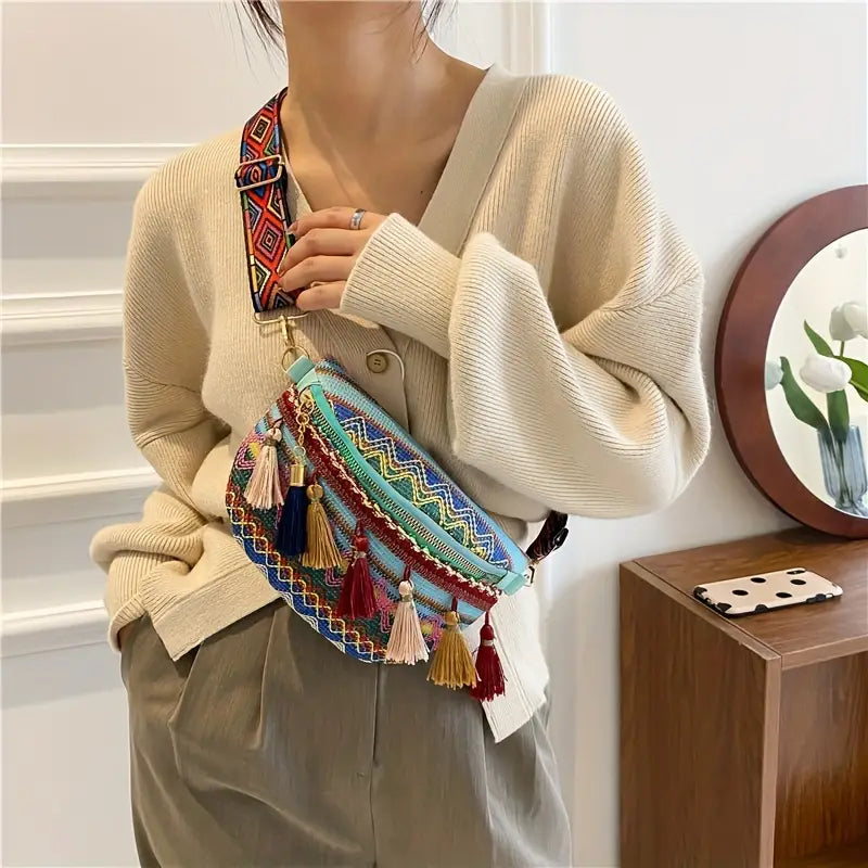 Dixie - Borsa a tracolla in stile etnico retrò