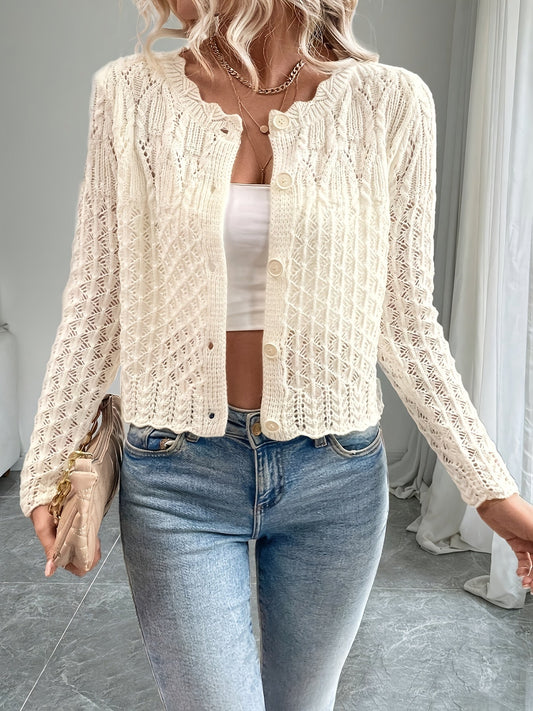 Kalila - Cardigan chic lavorato a maglia con bottoni e trafori
