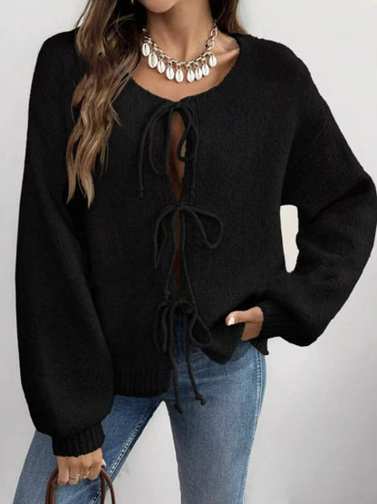 Romilly - Cardigan chic in maglia con chiusura a fiocco