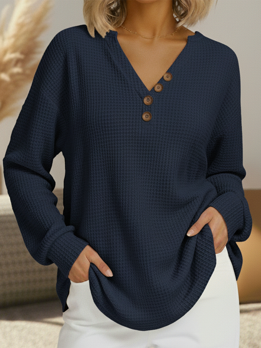 Rayana - Maglione casual in maglia waffle