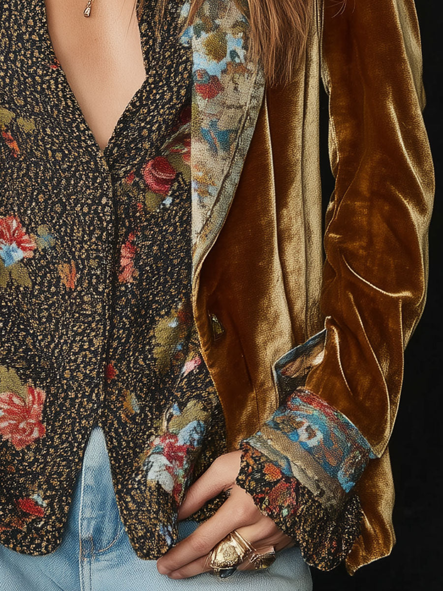 Blazer Patchwork Floreale Vintage da Donna
