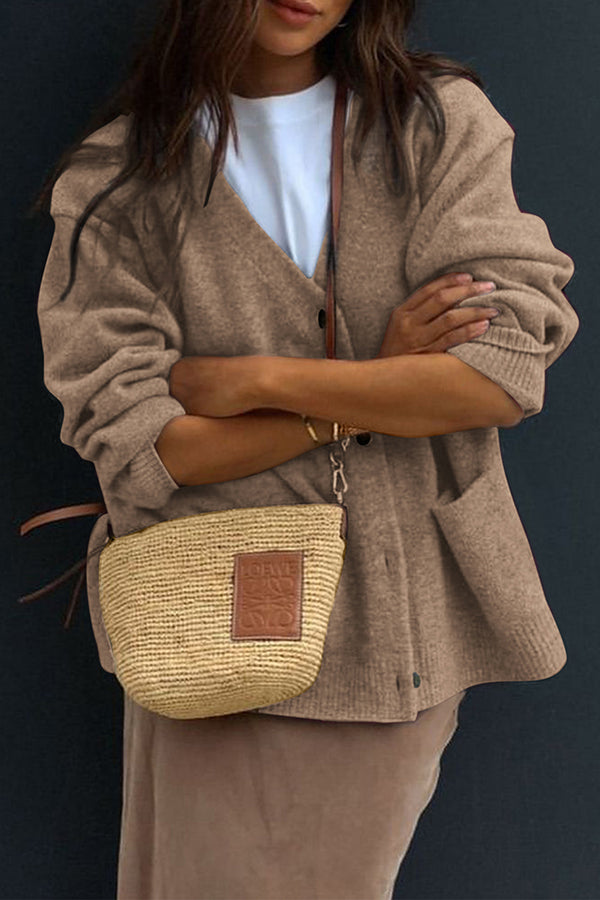 Gigi - Cardigan casual con scollo a V, bottoni e tasche