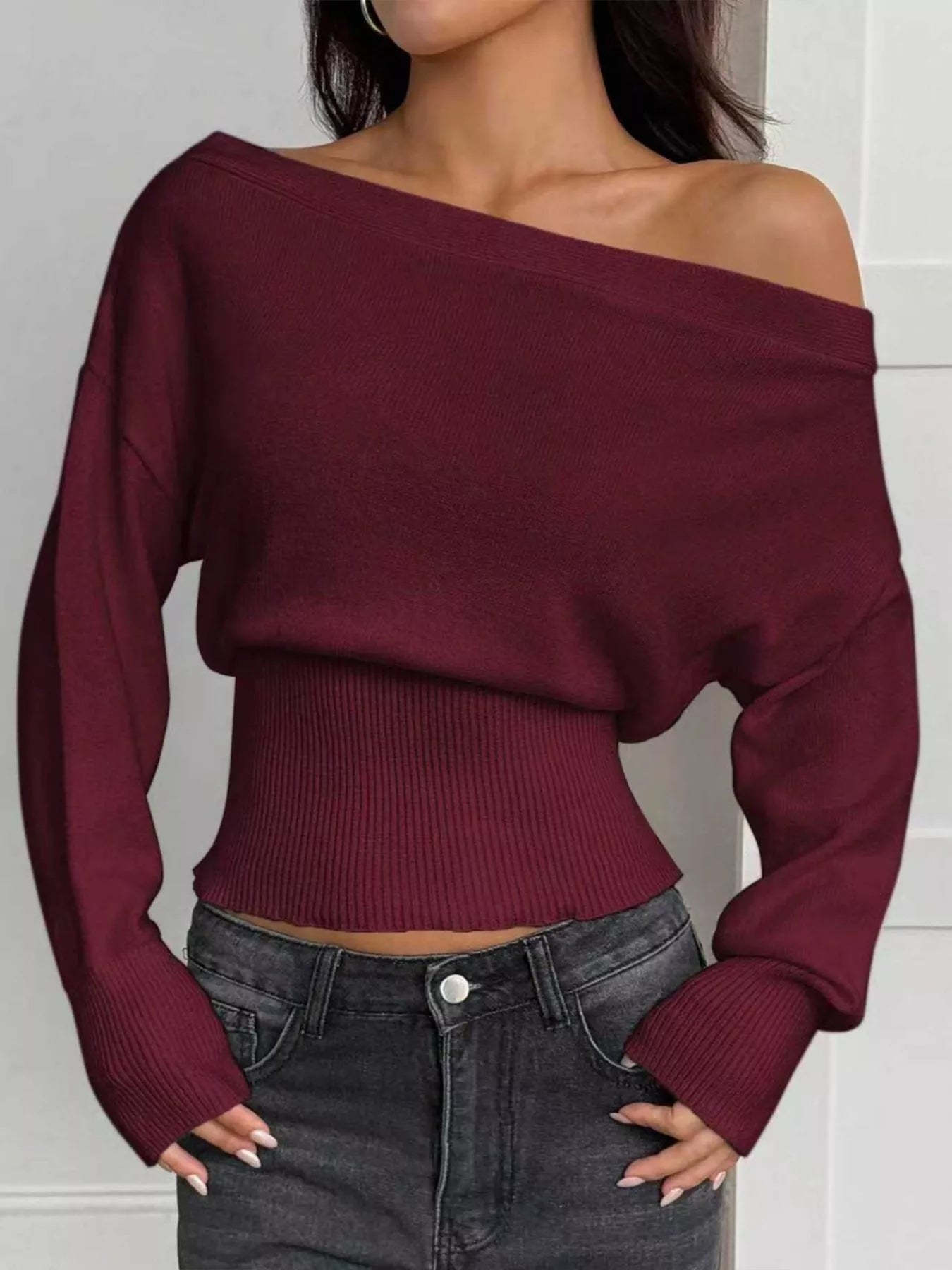 Nirvana - Maglione cropped monospalla chic