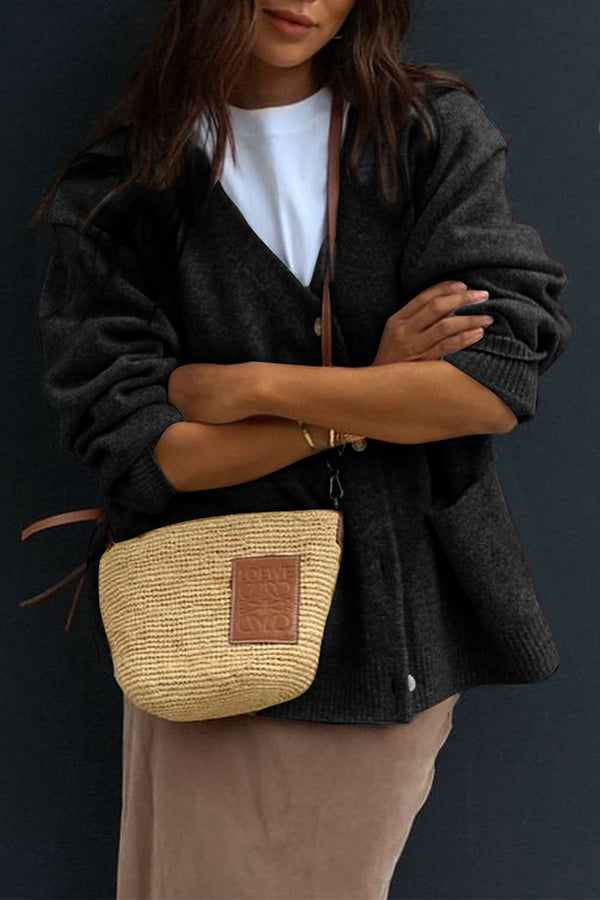 Gigi - Cardigan casual con scollo a V, bottoni e tasche