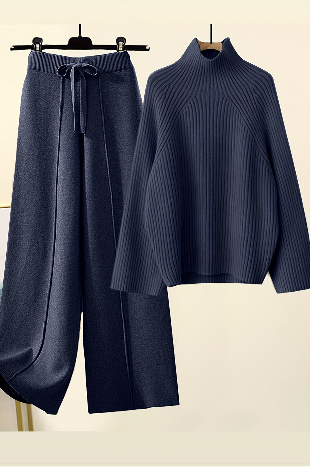 Jazelle - Set Maglione Caldo in Maglia e Pantaloni Ampi a Gamba Larga