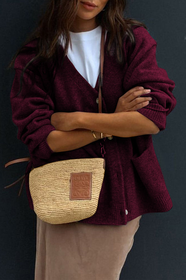 Gigi - Cardigan casual con scollo a V, bottoni e tasche