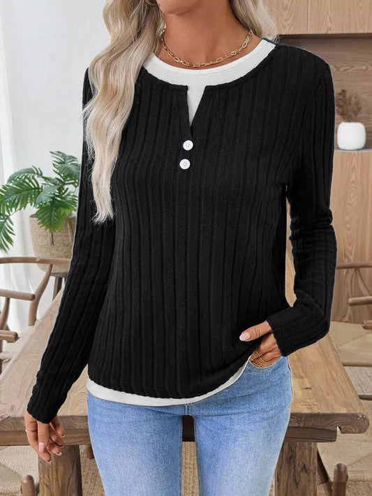 Fanny - Felpa a maniche lunghe in maglia a coste elegante