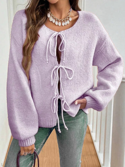 Romilly - Cardigan chic in maglia con chiusura a fiocco