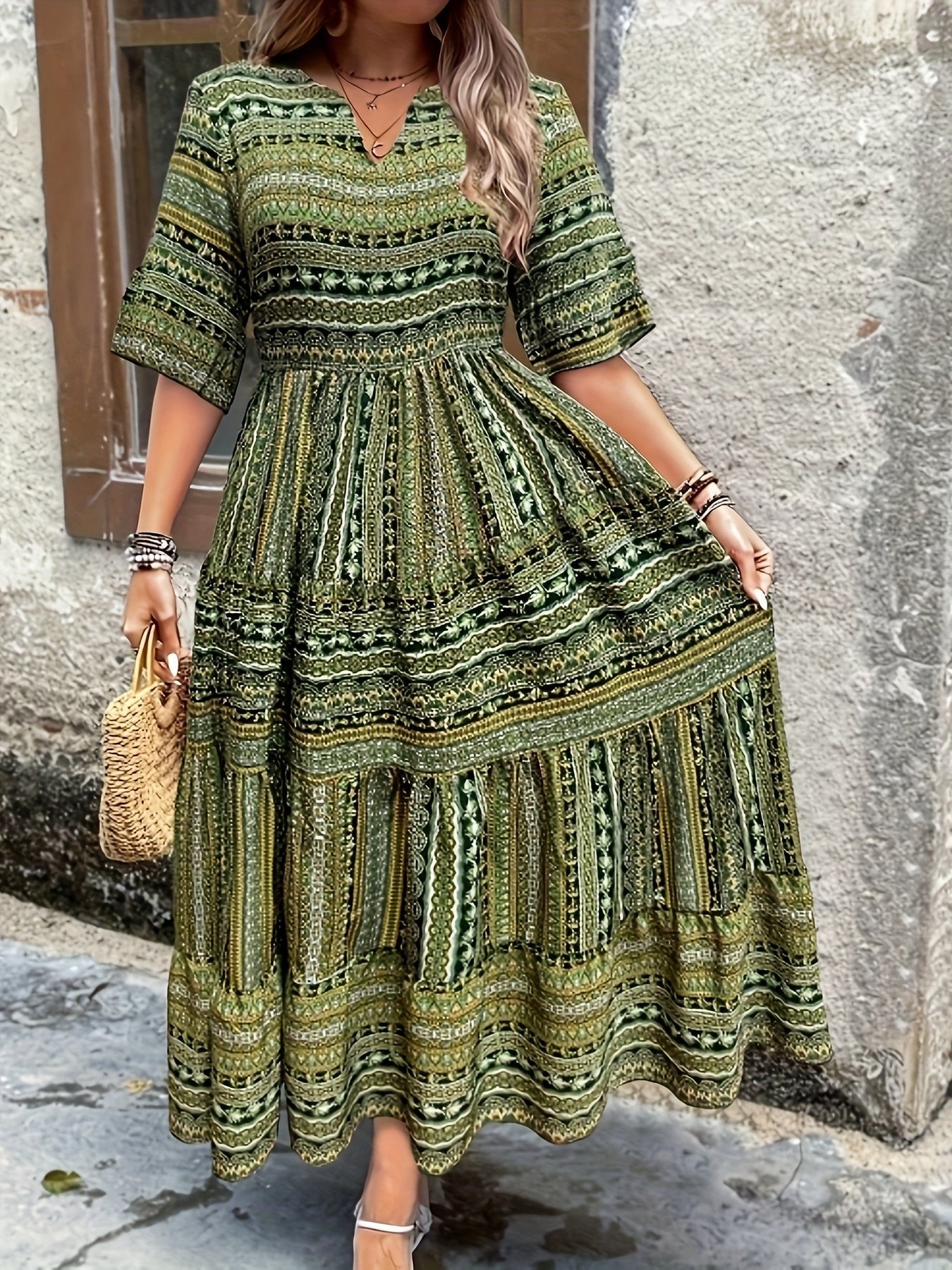 Abito Maxi Boho Stampato da Donna