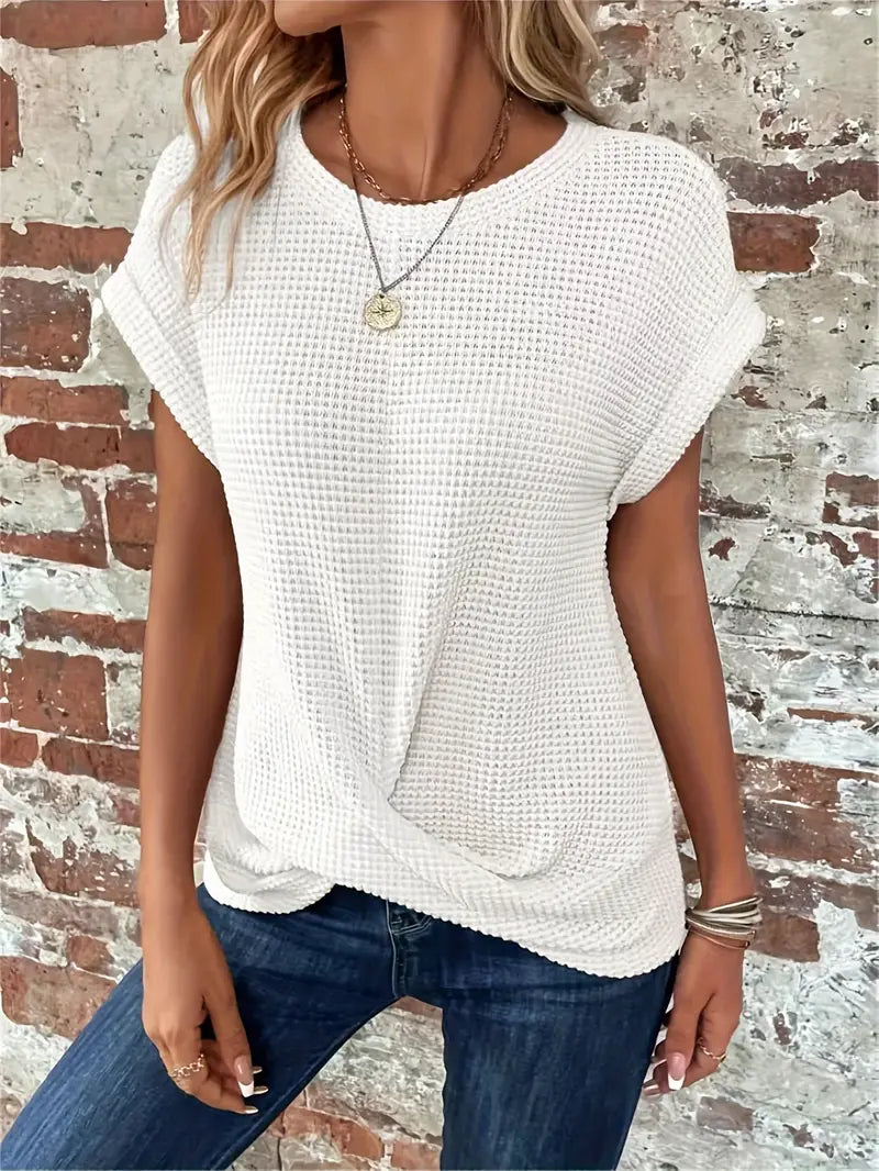 Azaleah - Maglietta casual in maglia con collo rotondo