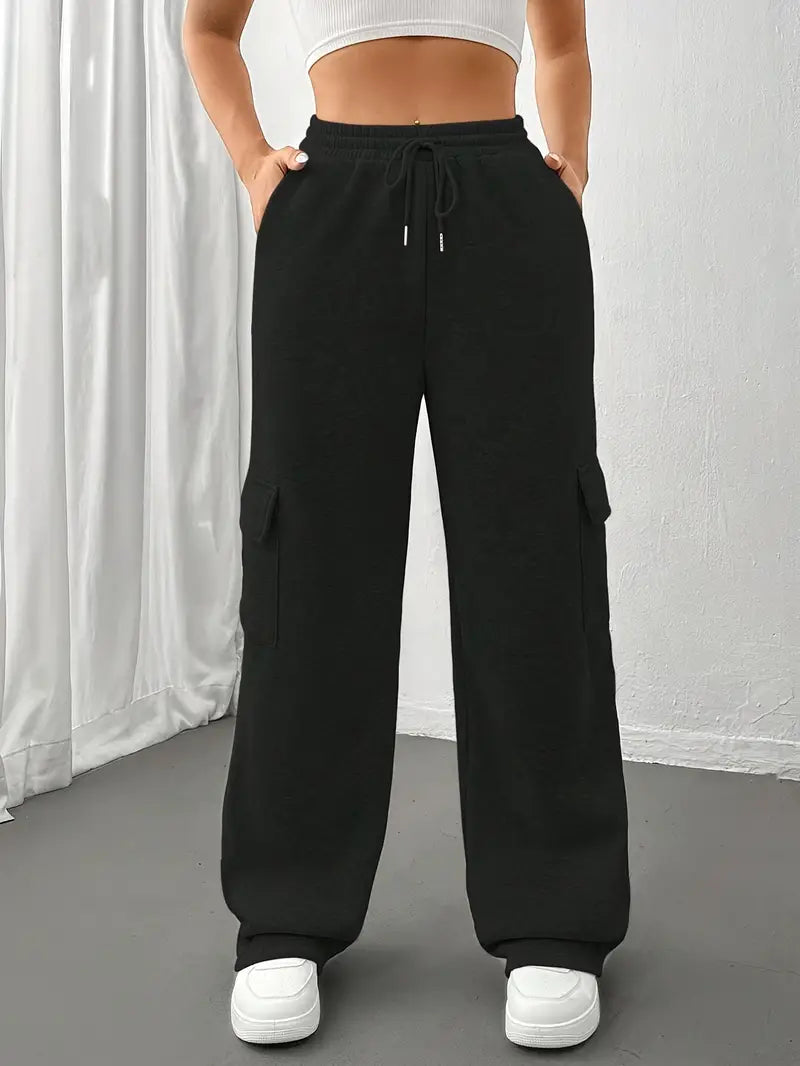 Bonnie - Pantaloni da jogging con gamba dritta e tasche a patta