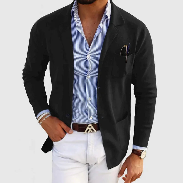 Blazer da uomo elegante con tasche casual con bottoni e colletto a revers – Nico