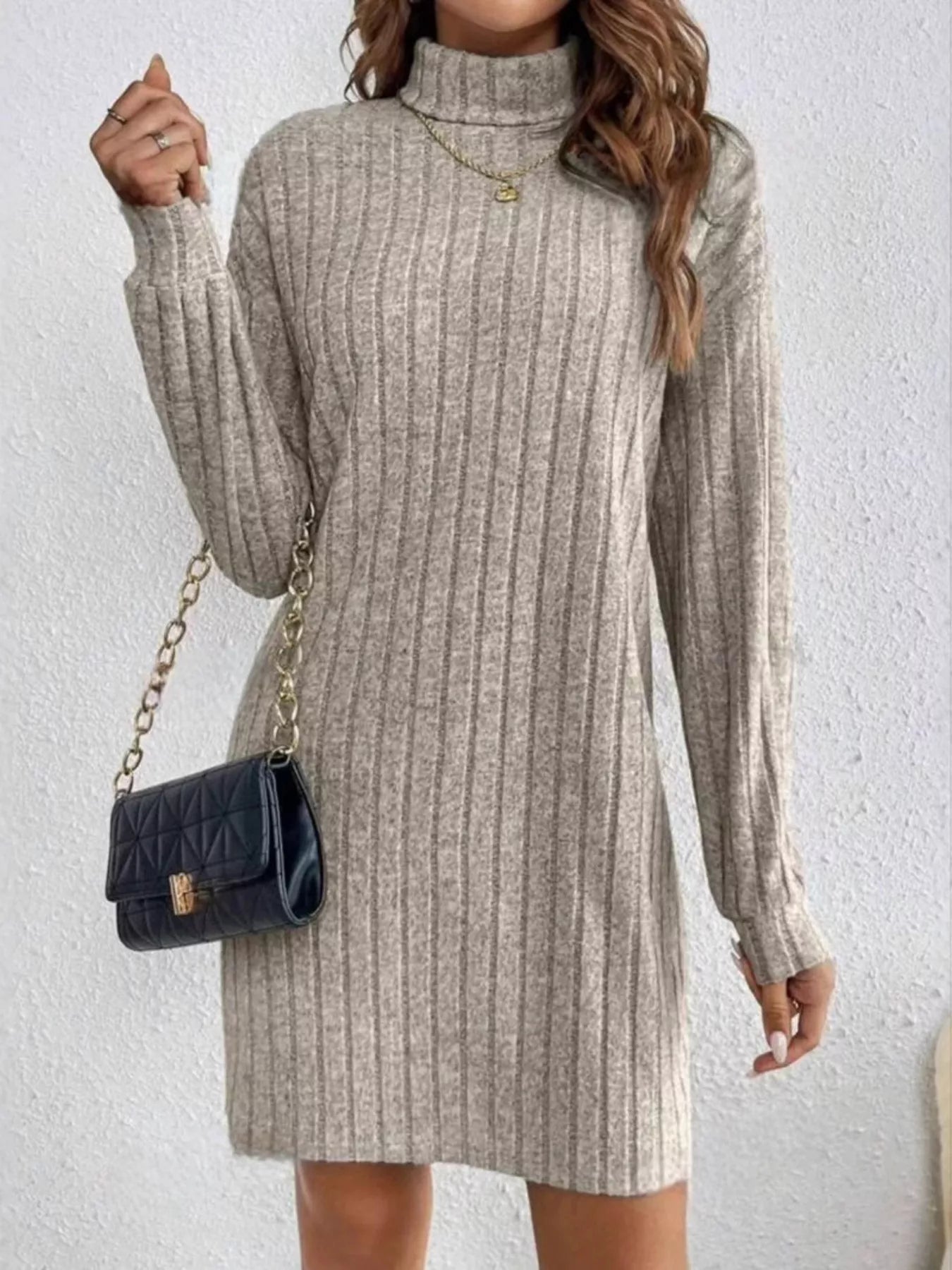 Hosanna - Vestito a maglia casual a collo alto a coste