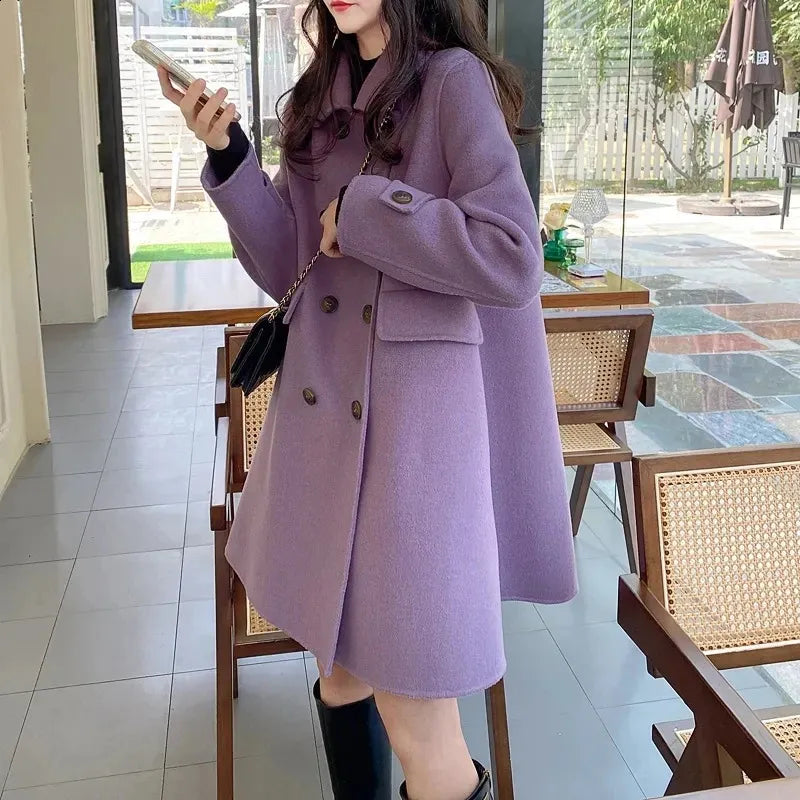 Angela - Cappotto doppiopetto da donna di media lunghezza
