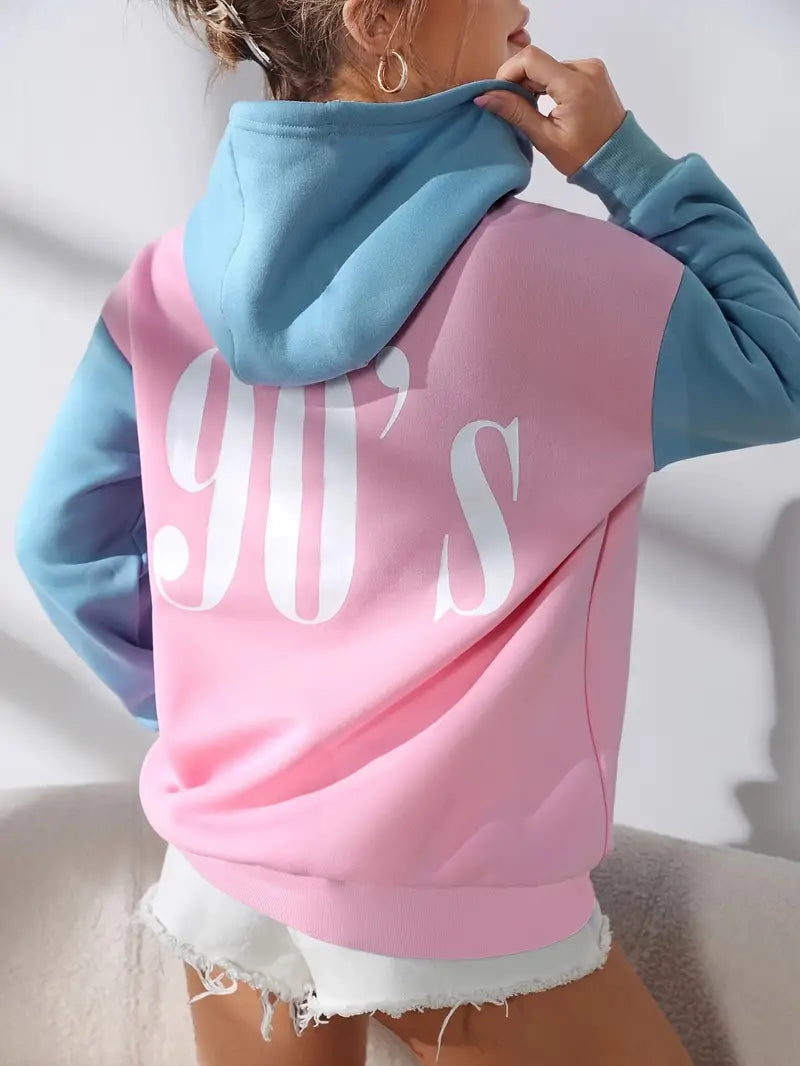 Ella - Felpa con cappuccio color block alla moda da donna