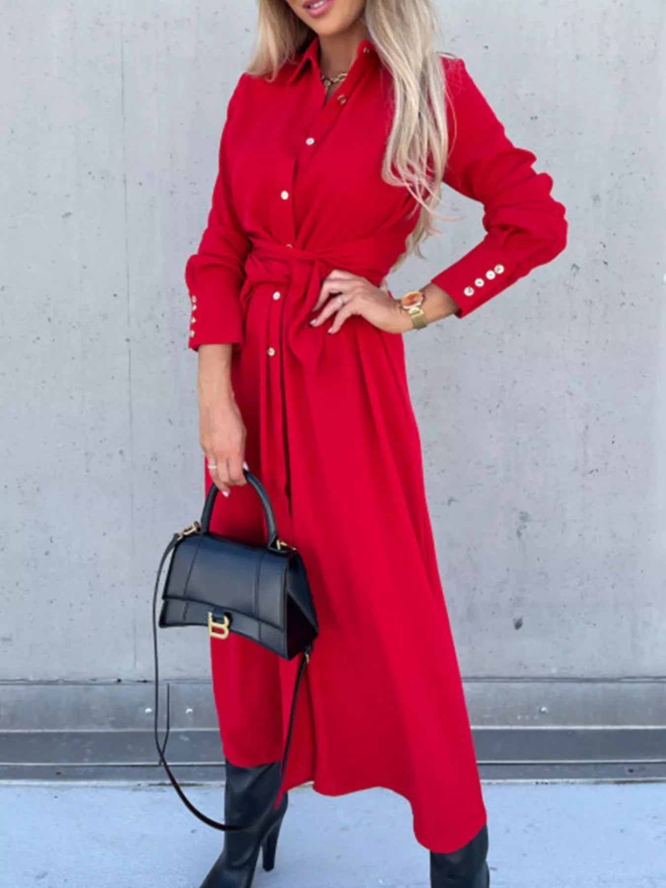 Carlotta - Abito chemisier elegante con bottoni e vestibilità ampia