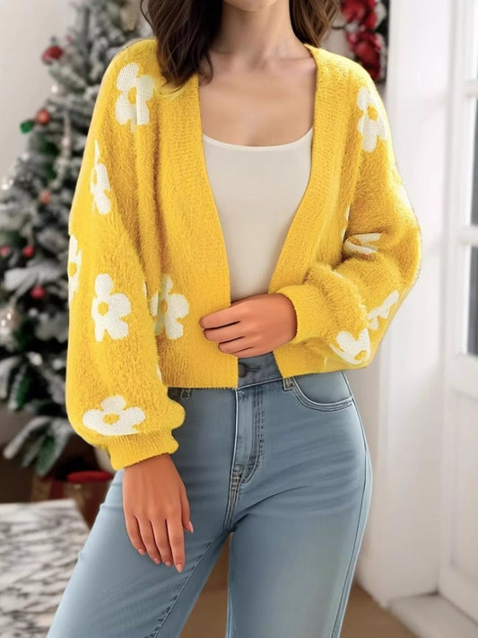 Cameryn - Cardigan casual chic floreale con apertura frontale