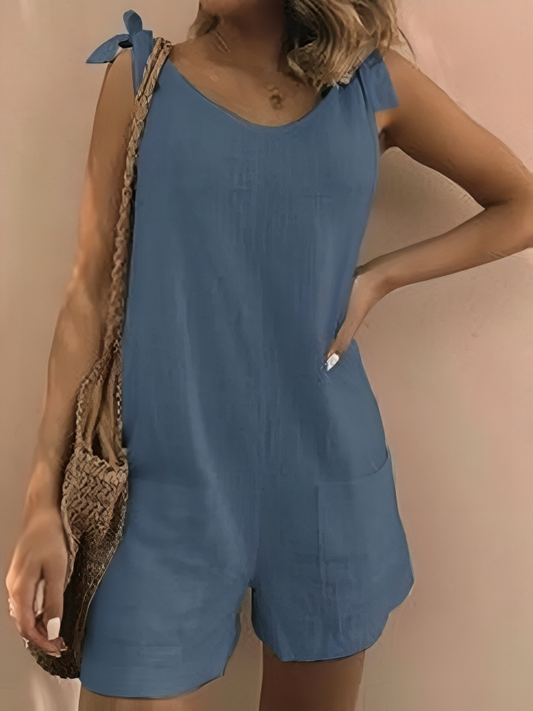Erica - Comodo jumpsuit senza maniche in cotone e lino