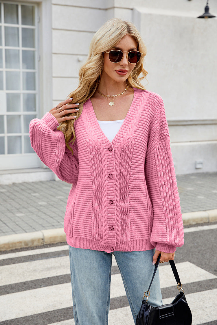 Beatrix - Cardigan a maglia con scollo a V, maniche lunghe e vestibilità ampia