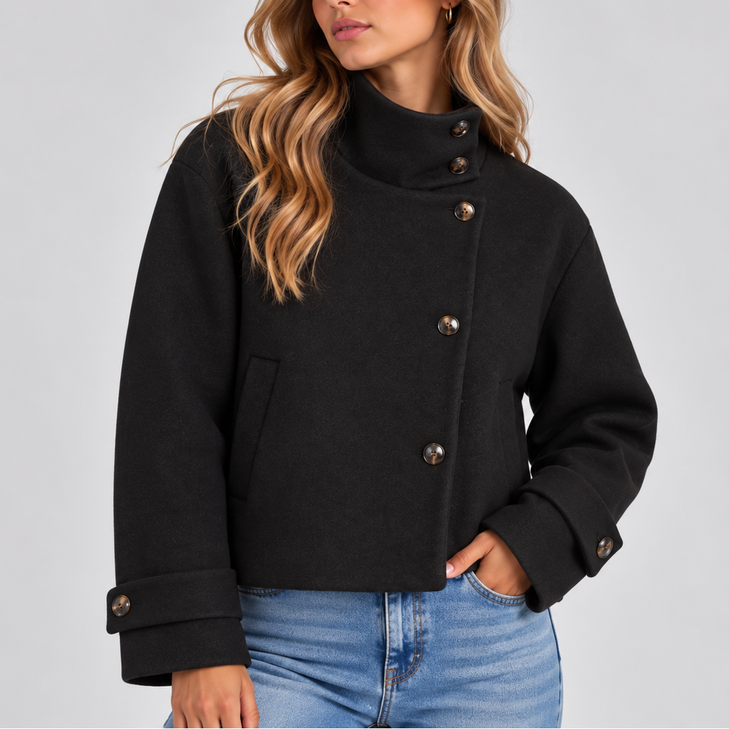 Giacca Corta da Donna con Collo Alto