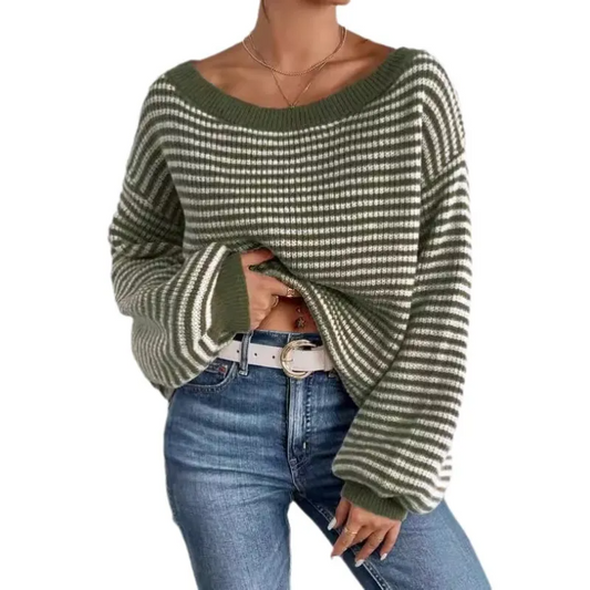 Rhonda - Maglione caldo a righe elegante