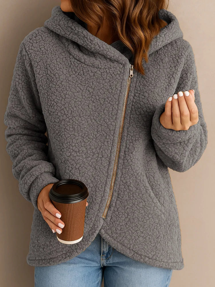 Revina - Felpa con Cappuccio Zip in Sherpa Caldo e Stiloso