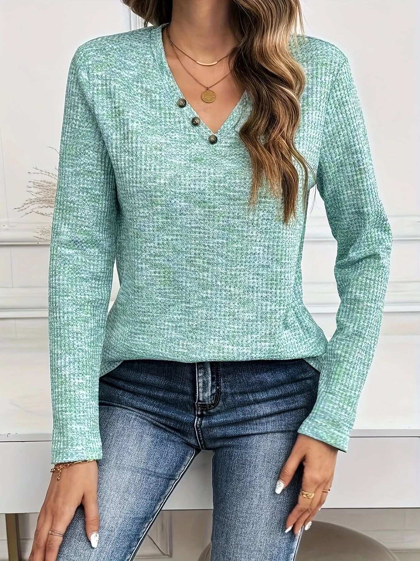 Adrianna - Felpa elegante a maniche lunghe con scollo a V