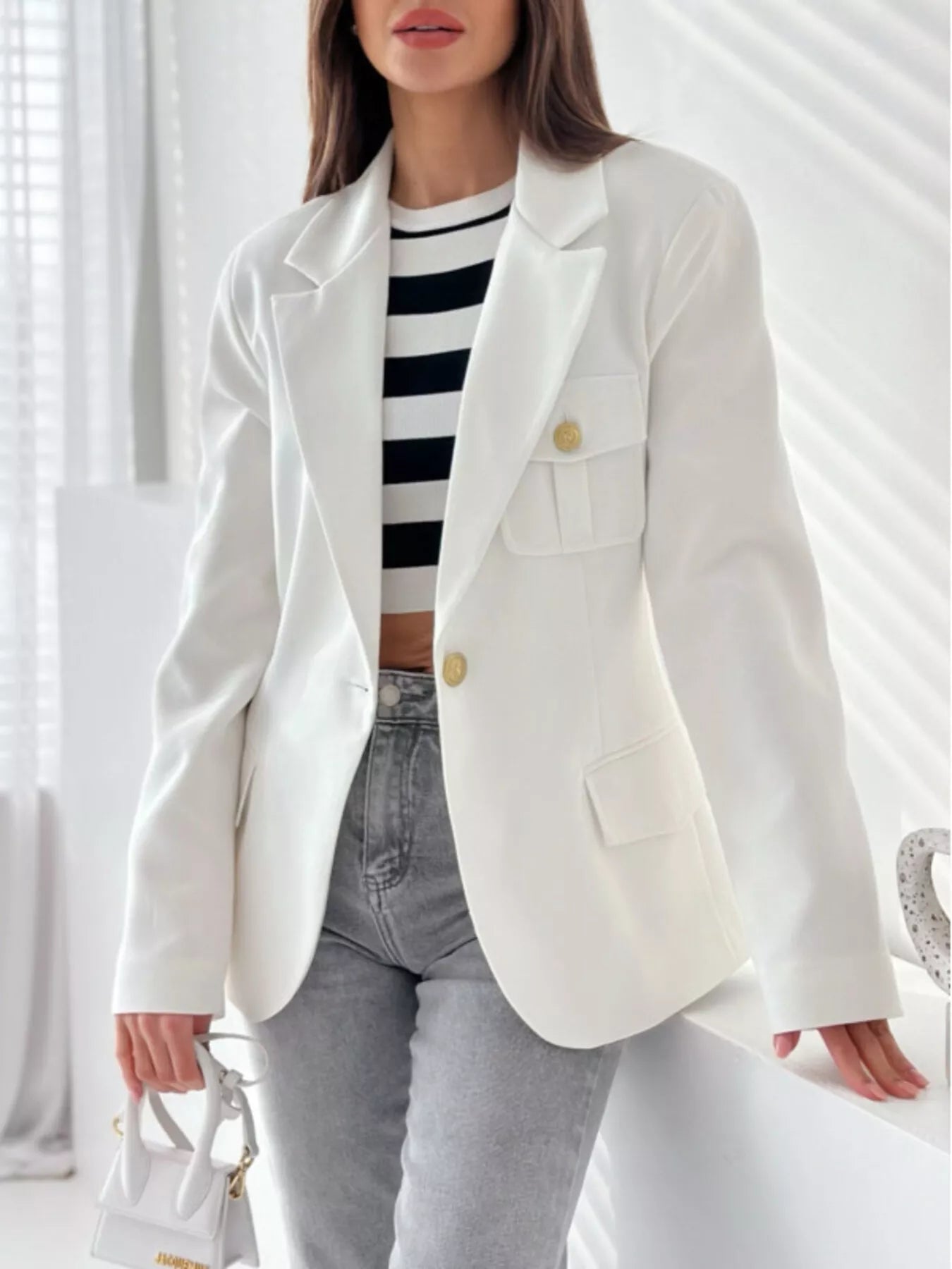 Emillia - Blazer elegante con colletto a revers e bottone singolo