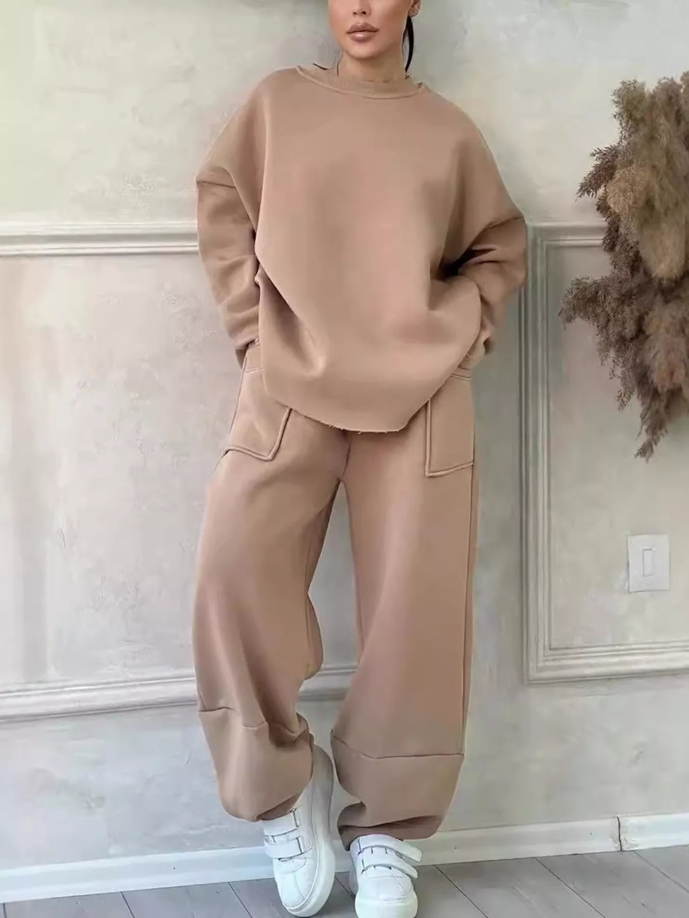 Generosa - Set oversize caldo con maglione e pantaloni
