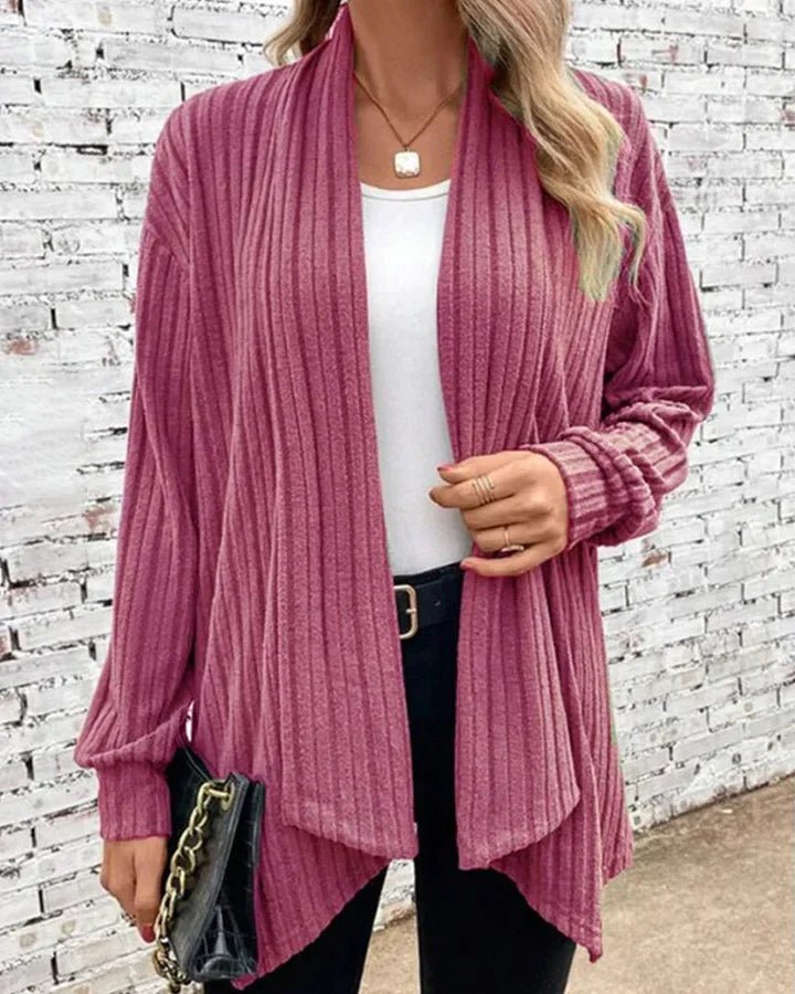 Leticia - Cardigan chic a coste con apertura frontale