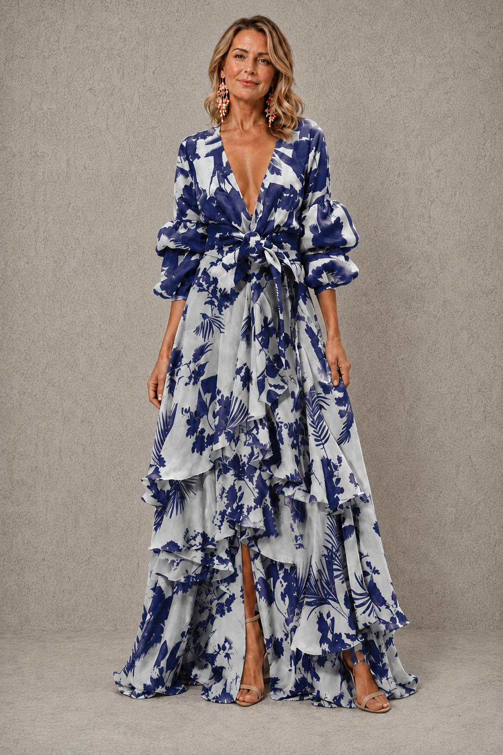Abito Maxi Floreale a Balze da Donna