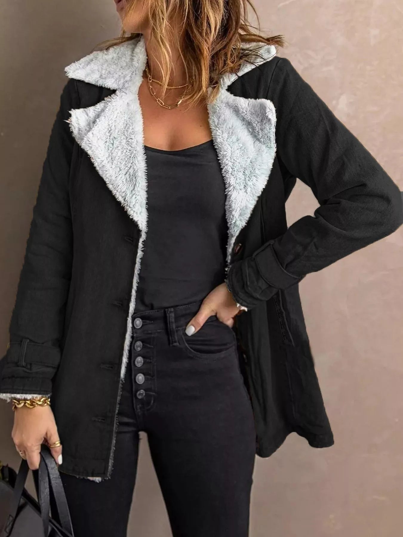 Jaycie - Giacca ampia e calda con fodera in pile