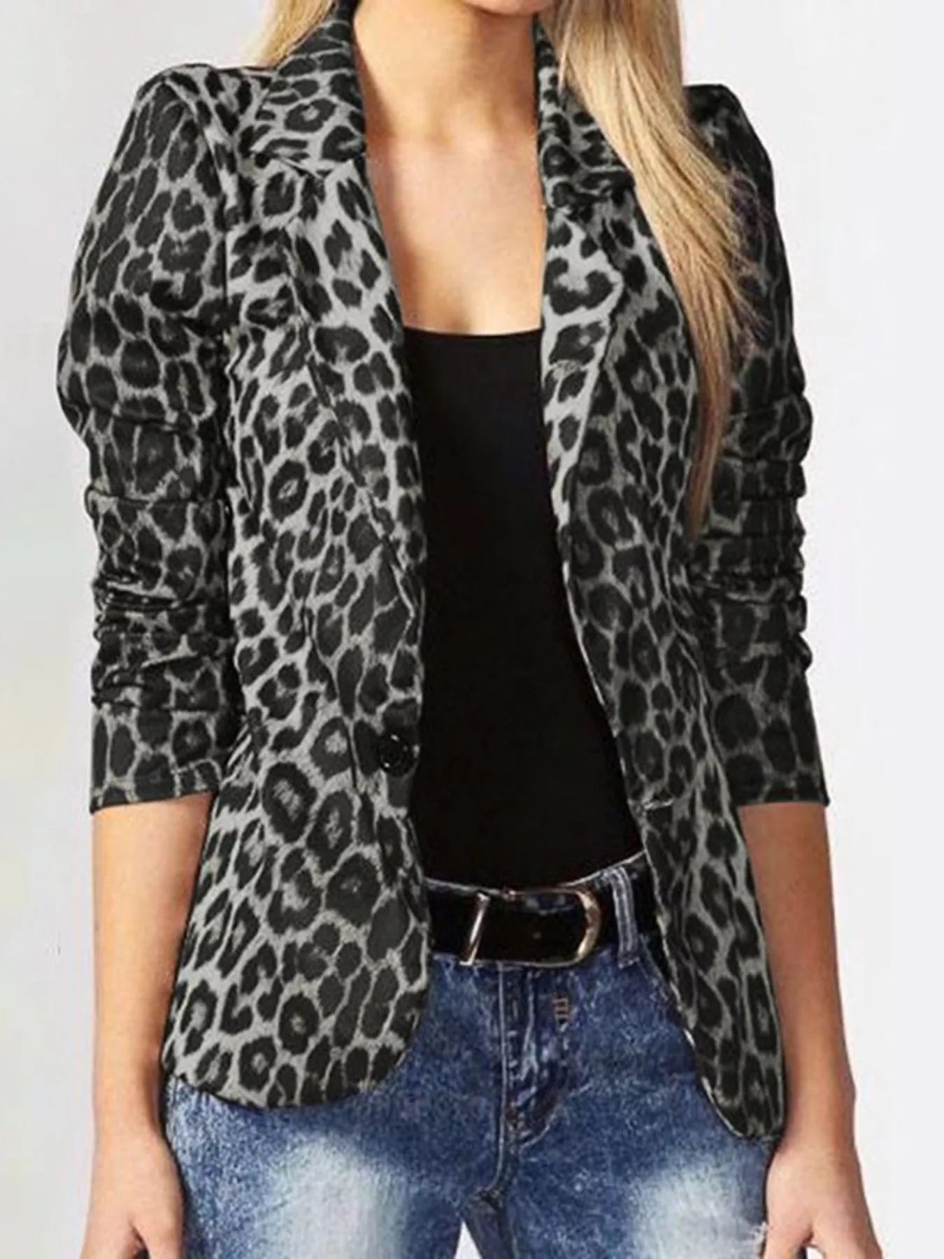 Aeliana - Blazer elegante con stampa leopardata e un bottone