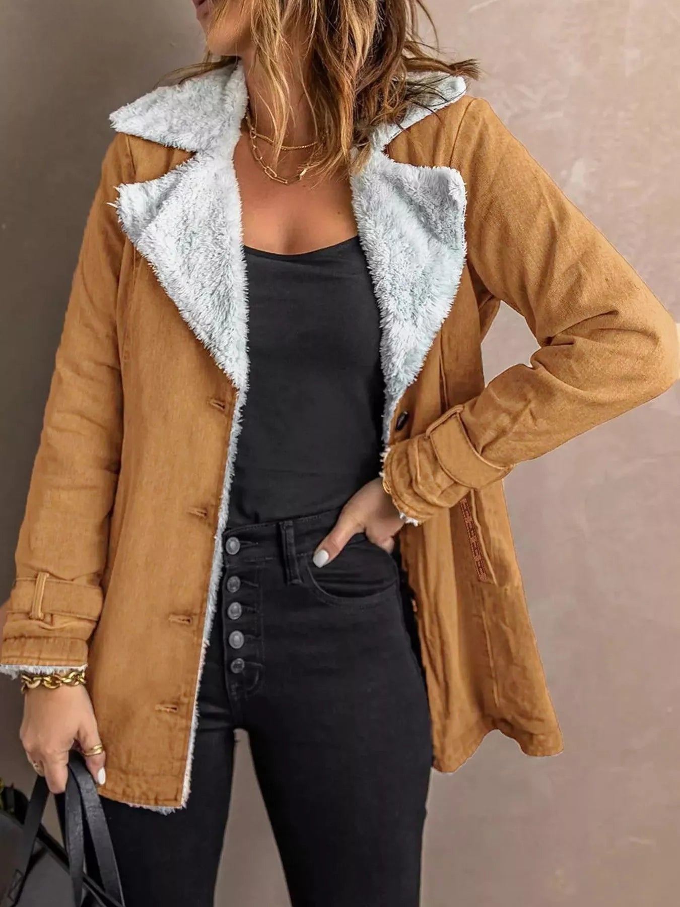 Jaycie - Giacca ampia e calda con fodera in pile