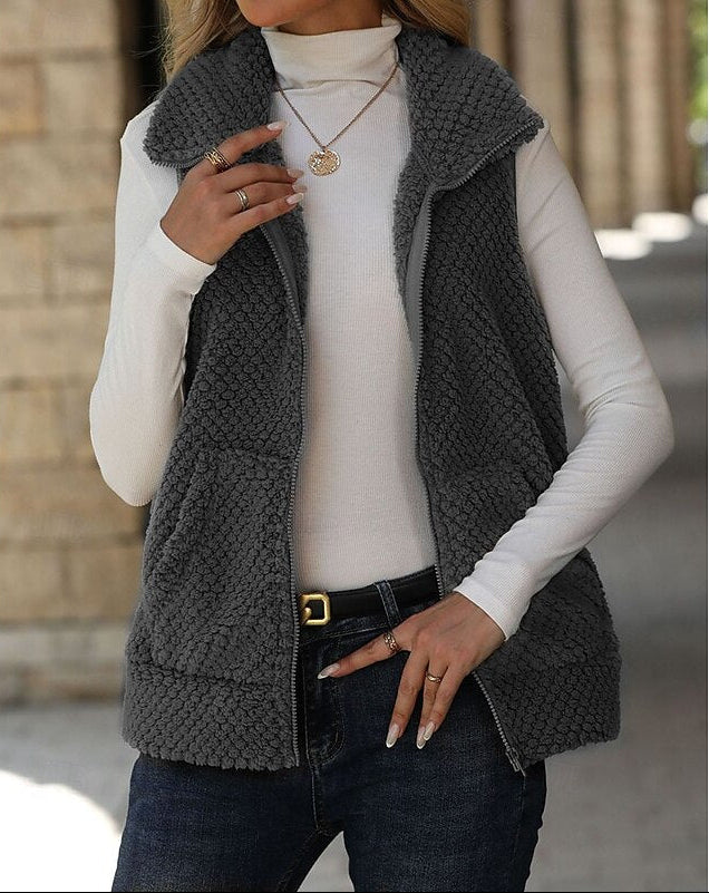 Gilet in Pile da Donna con Collo Alto