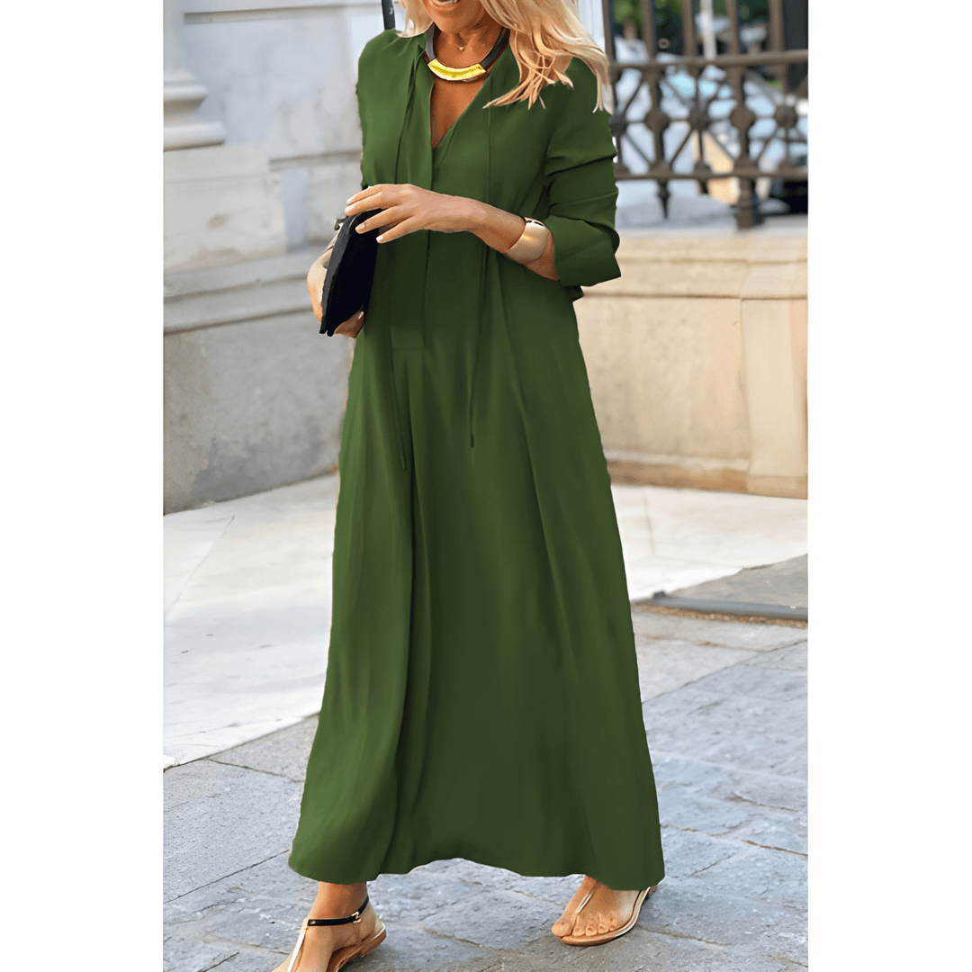 Vasilina - Abito maxi elegante e confortevole a maniche lunghe