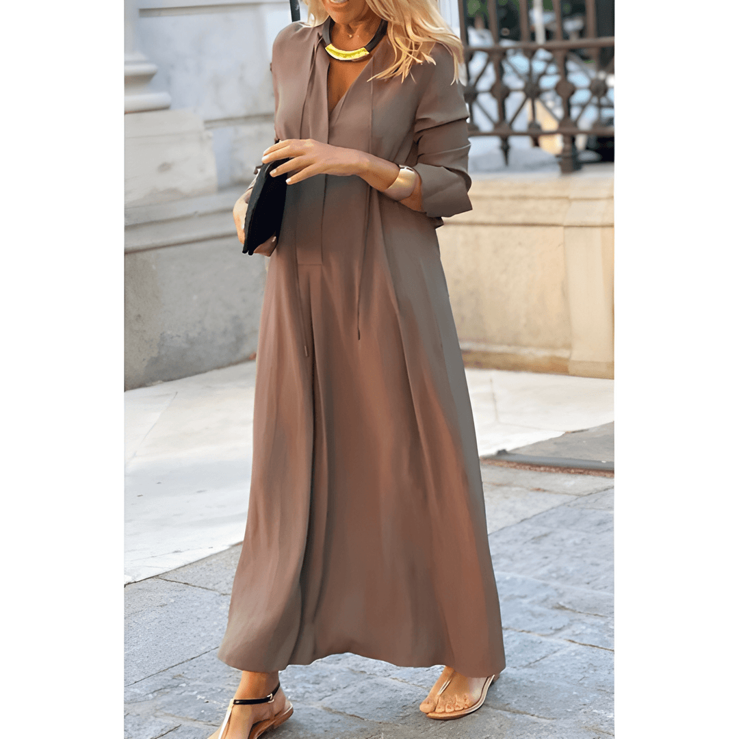 Vasilina - Abito maxi elegante e confortevole a maniche lunghe
