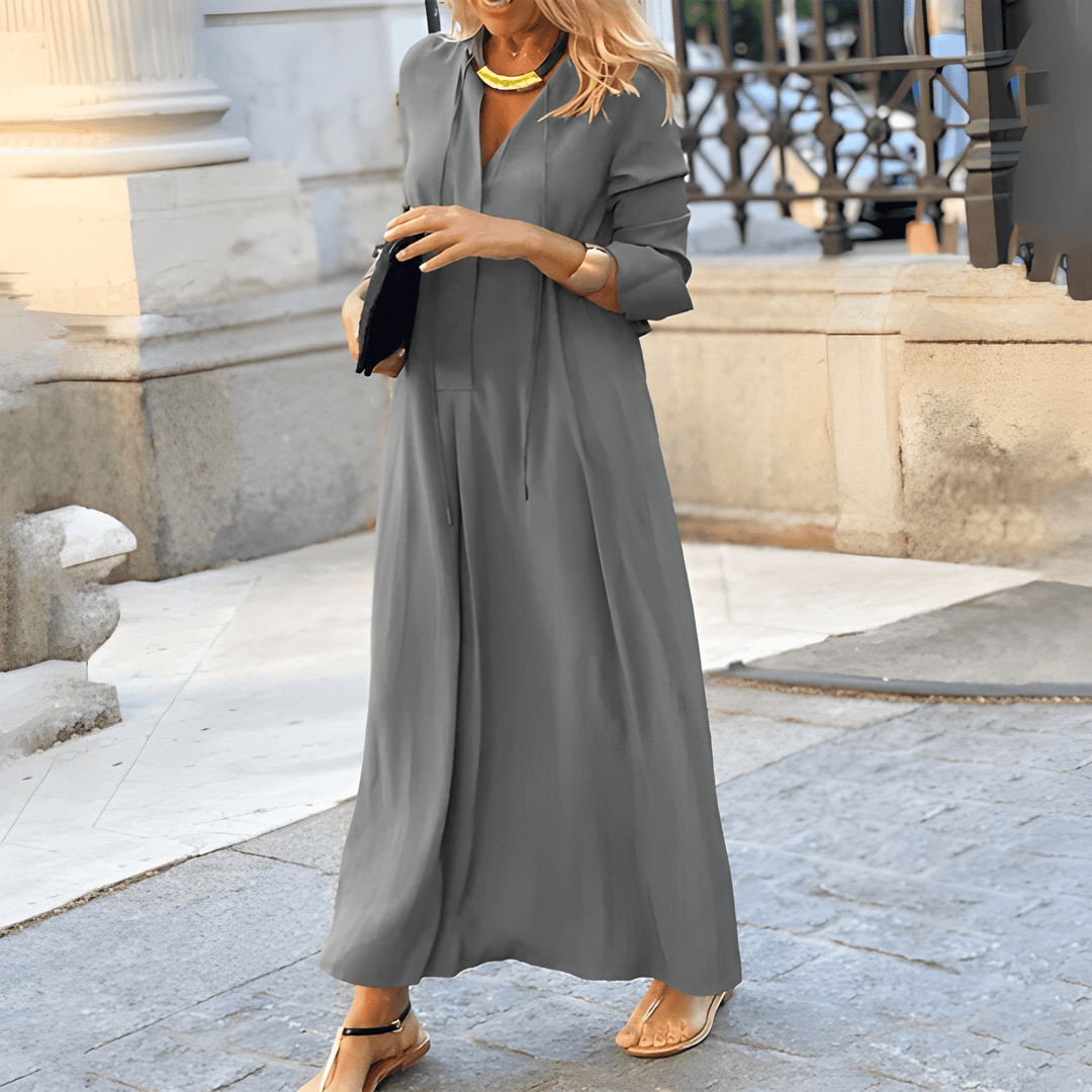 Vasilina - Abito maxi elegante e confortevole a maniche lunghe