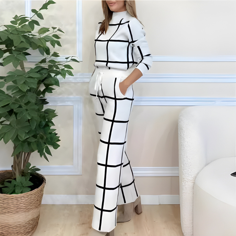 Lizzette - Set elegante con maglione e pantaloni a quadri