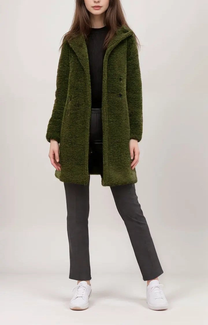 Suzy - Cappotto lungo con cappuccio caldo e accogliente