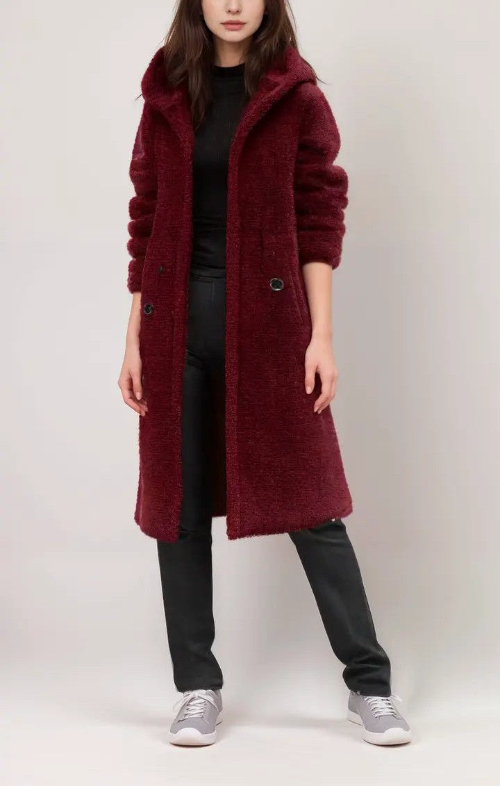 Suzy - Cappotto lungo con cappuccio caldo e accogliente