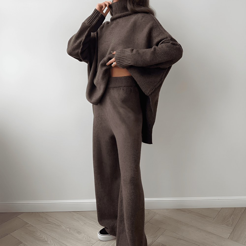 Gazella - Completo oversize elegante con maglione a collo alto e pantaloni caldi