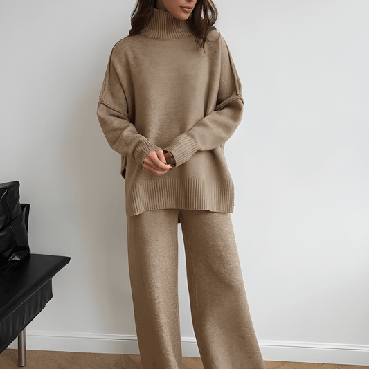 Gazella - Completo oversize elegante con maglione a collo alto e pantaloni caldi