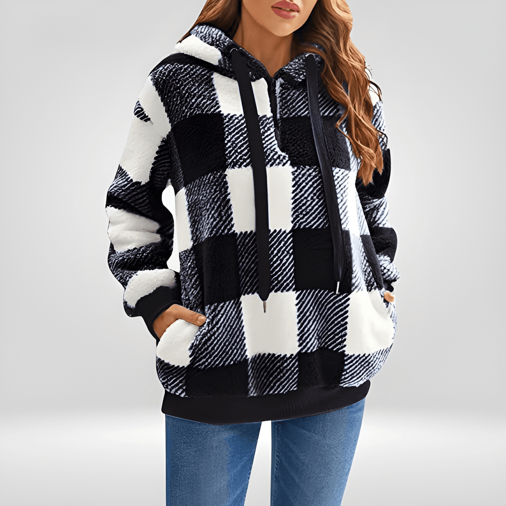 Layne - Giacca casual con cappuccio e motivo a quadri