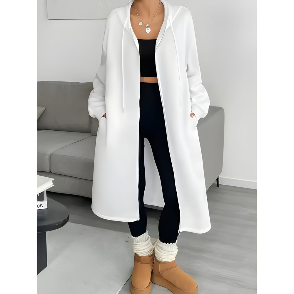 Therese - Giacca Cappotto Lungo con Zip e Cappuccio