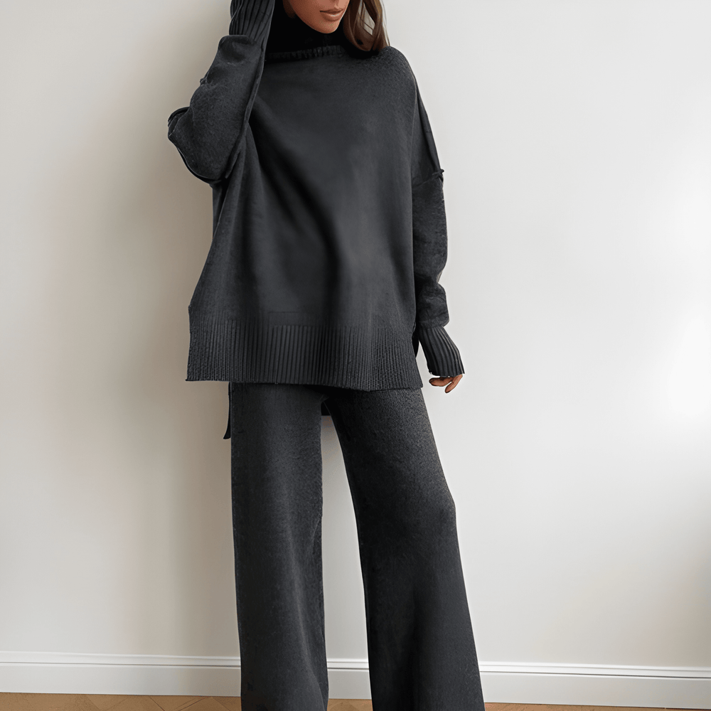 Gazella - Completo oversize elegante con maglione a collo alto e pantaloni caldi