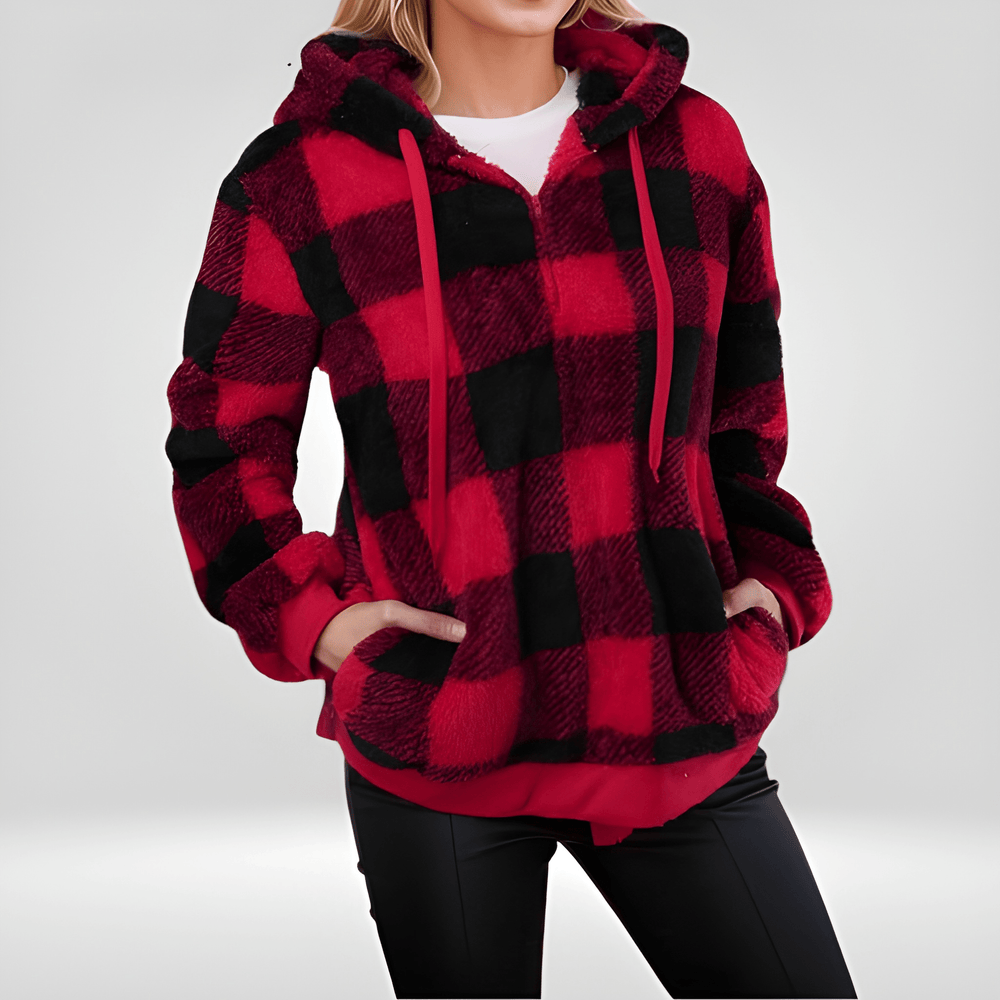 Layne - Giacca casual con cappuccio e motivo a quadri