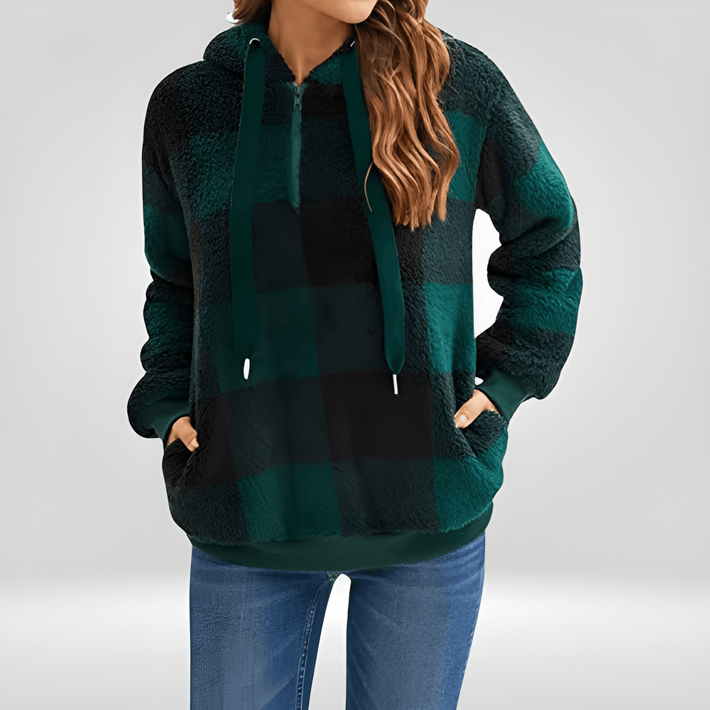 Layne - Giacca casual con cappuccio e motivo a quadri