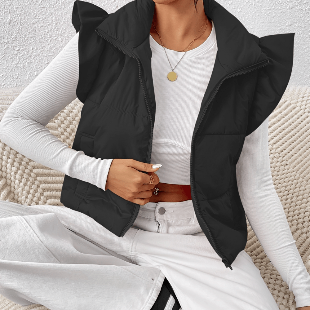 Sammey - Gilet imbottito con volant e zip
