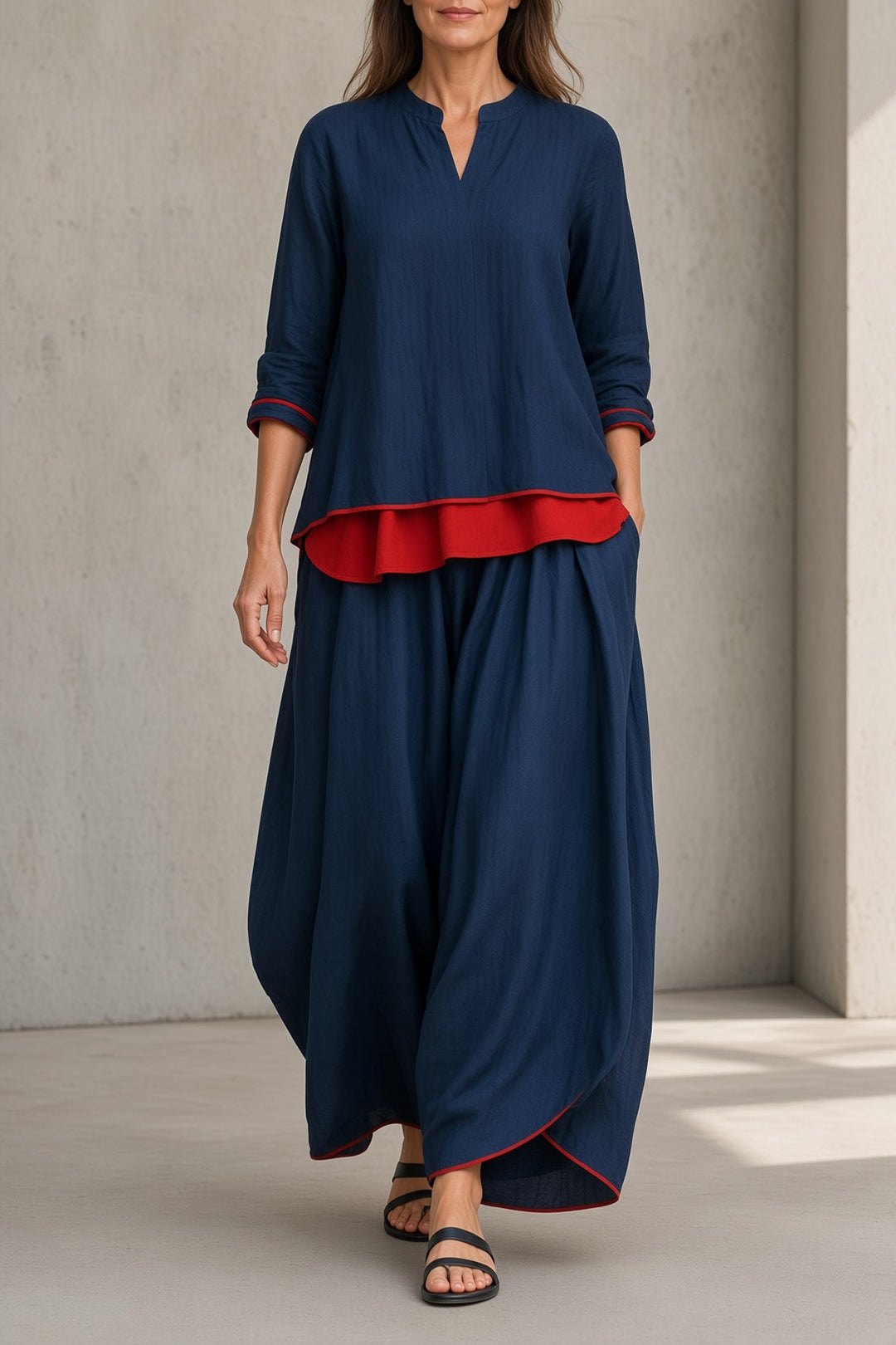 Completo da Donna a Due Pezzi con Top a Strati
